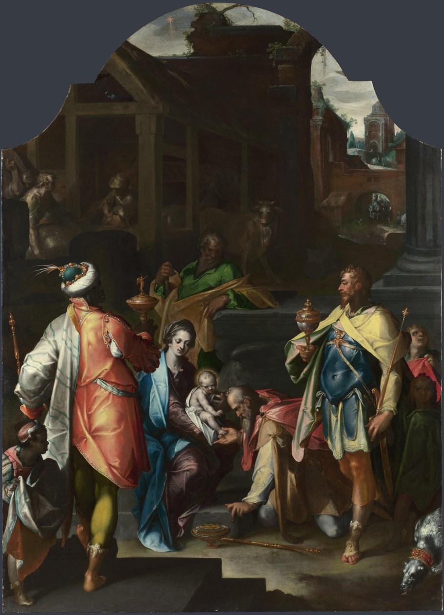 De aanbidding der koningen door Bartholomaeus Spranger