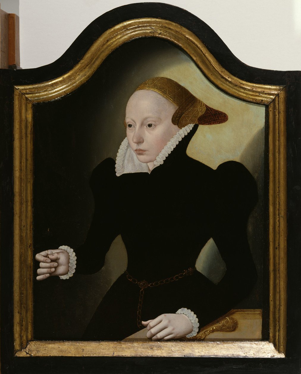 Portret van een jonge vrouw door Bartholomaeus Bruyn