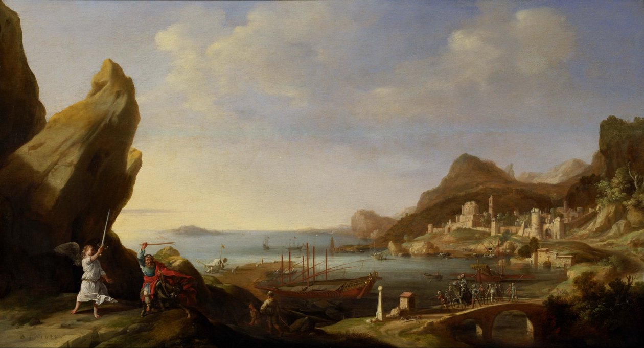 Kustlandschap met Bileam en de Ezel door Bartholomeus Breenbergh