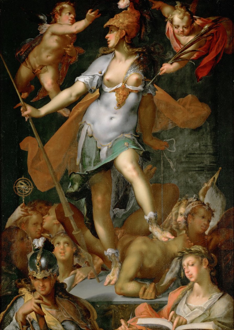 Duits: Minerva zegeviert over onwetendheid Minerva zegeviert over onwetendheid door Bartholomeus Spranger