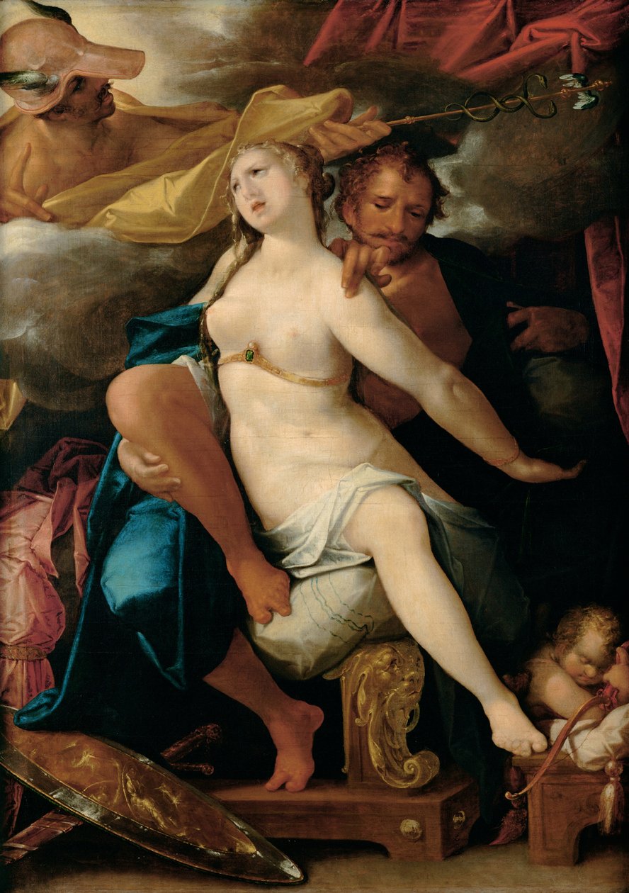 Venus en Mars gewaarschuwd door Mercurius, ca. 1586 door Bartholomaeus Spranger