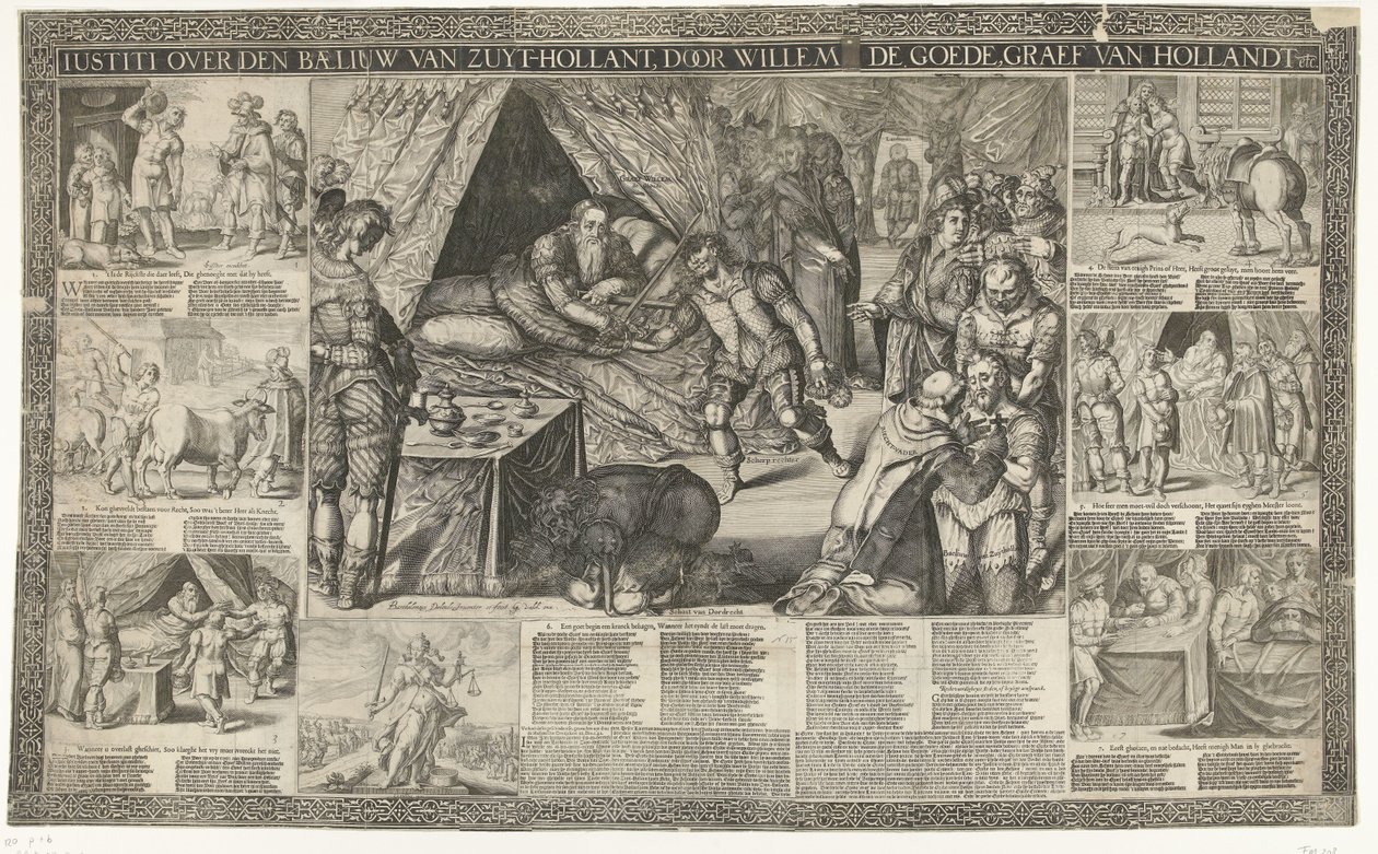 Oordeel van graaf Willem III over de baljuw van Zuid-Holland, 1336 door Bartholomeus Willemsz. Dolendo (signed by artist)