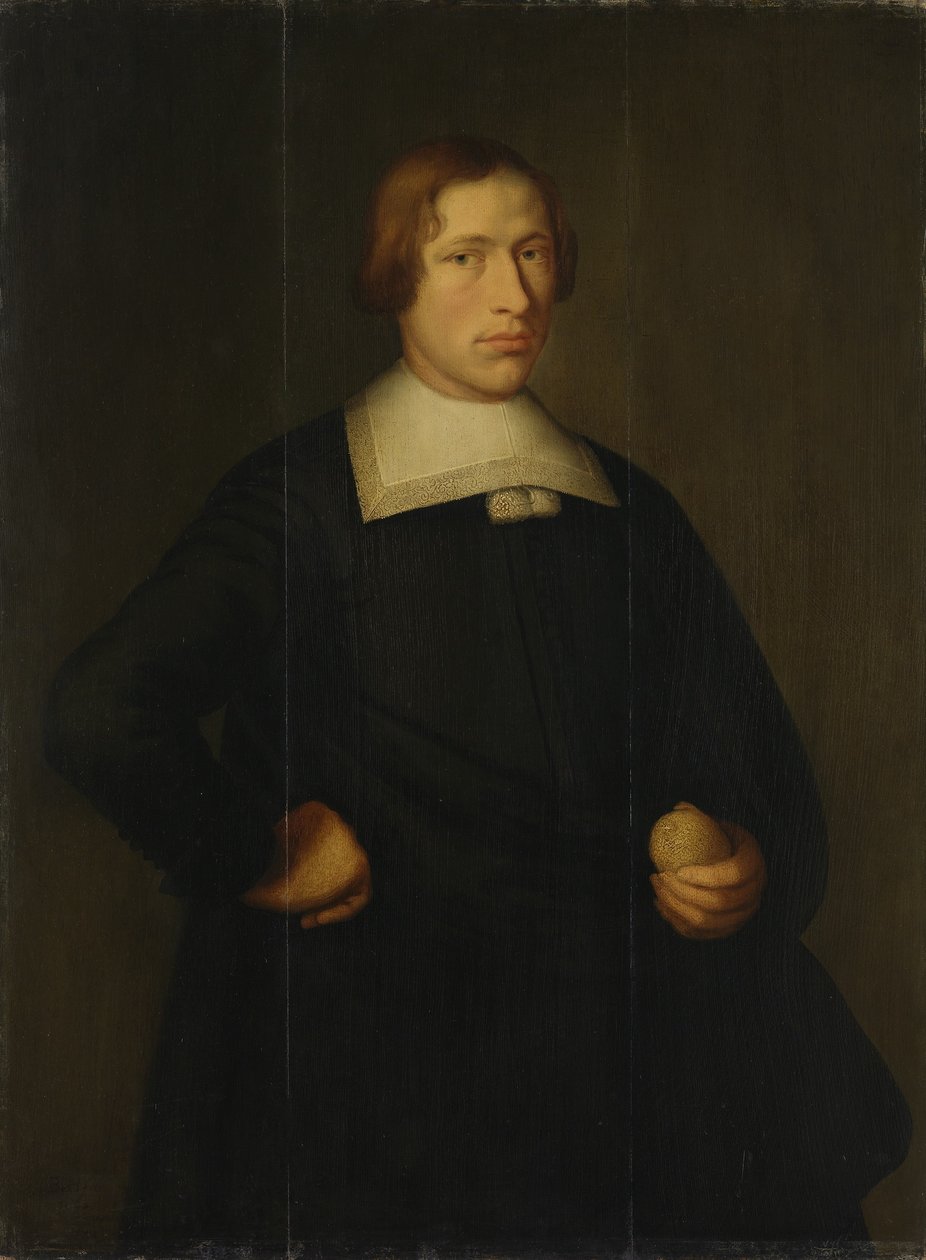Portret van een jonge man met een citroen door Bartholomeus van der Helst