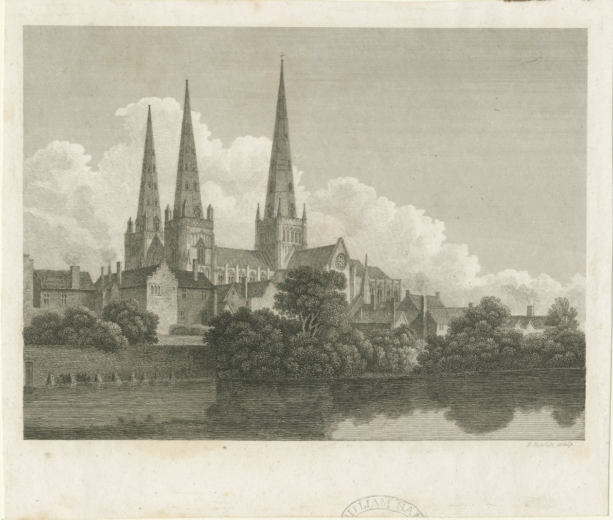 Lichfield Kathedraal - Zuidwestaanzicht door Bartholomew Howlett