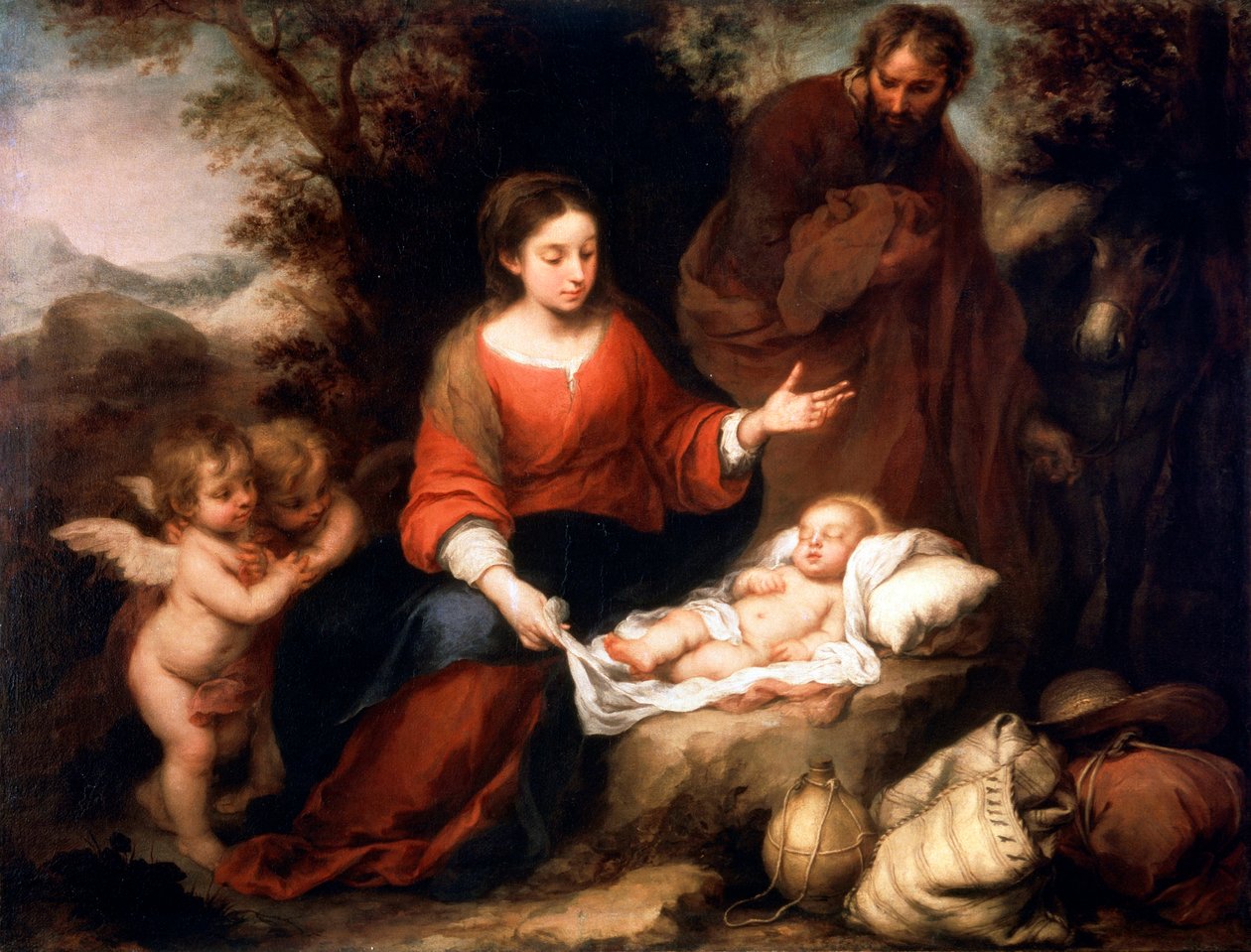 Rust tijdens de vlucht naar Egypte, ca. 1665 door Bartolomé Esteban Murillo