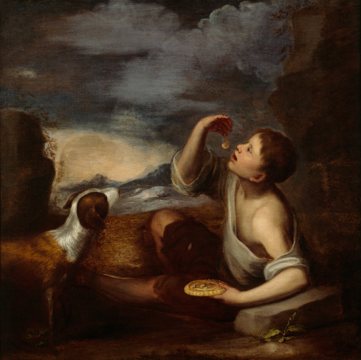 Een Spaanse Jongen en een Hond door Bartolome Esteban (attr. to) Murillo