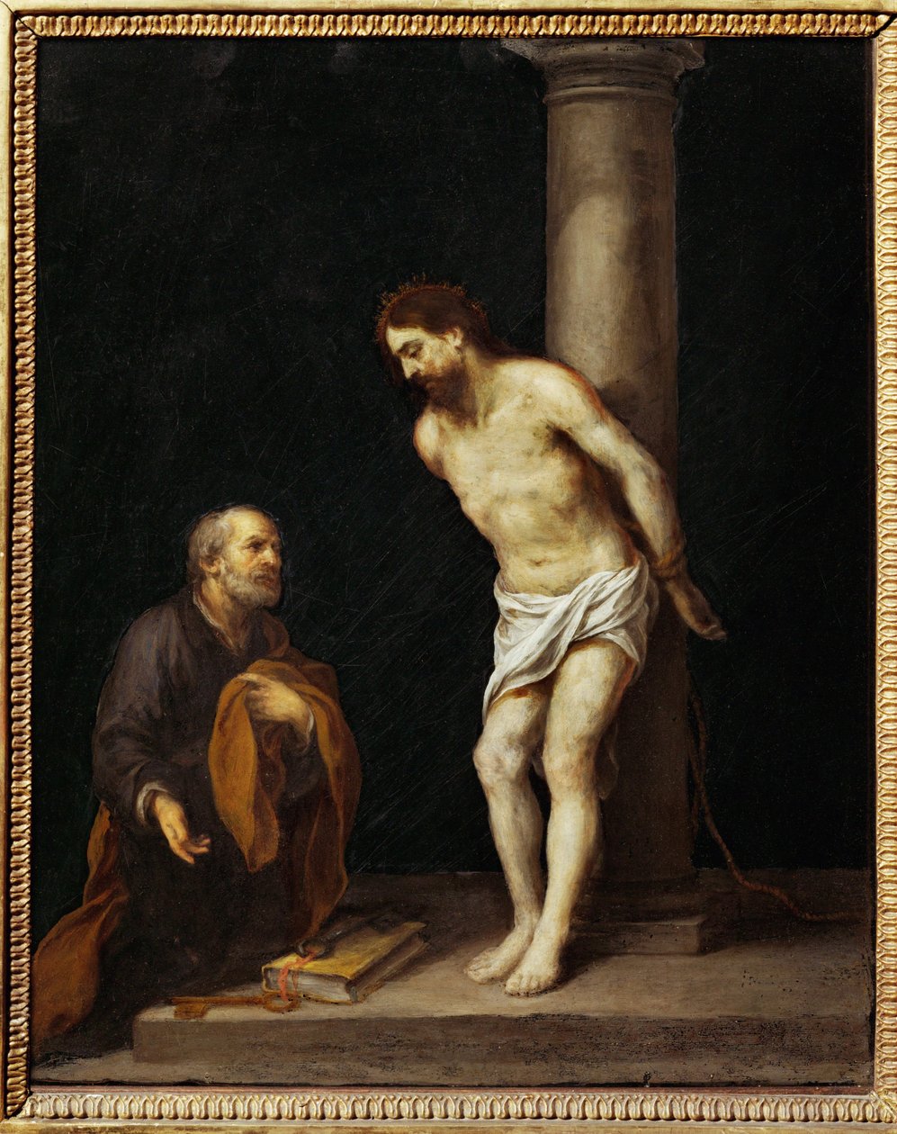 Christus heeft de kolom ... door Bartolome Esteban (school of) Murillo