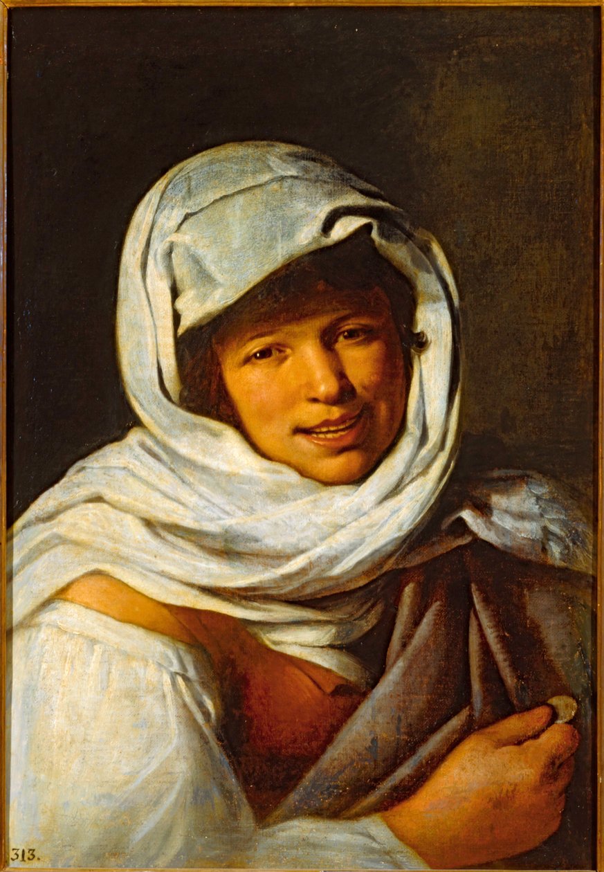 Galicische vrouw met een munt ... (olieverf op doek) door Bartolomé Esteban Murillo