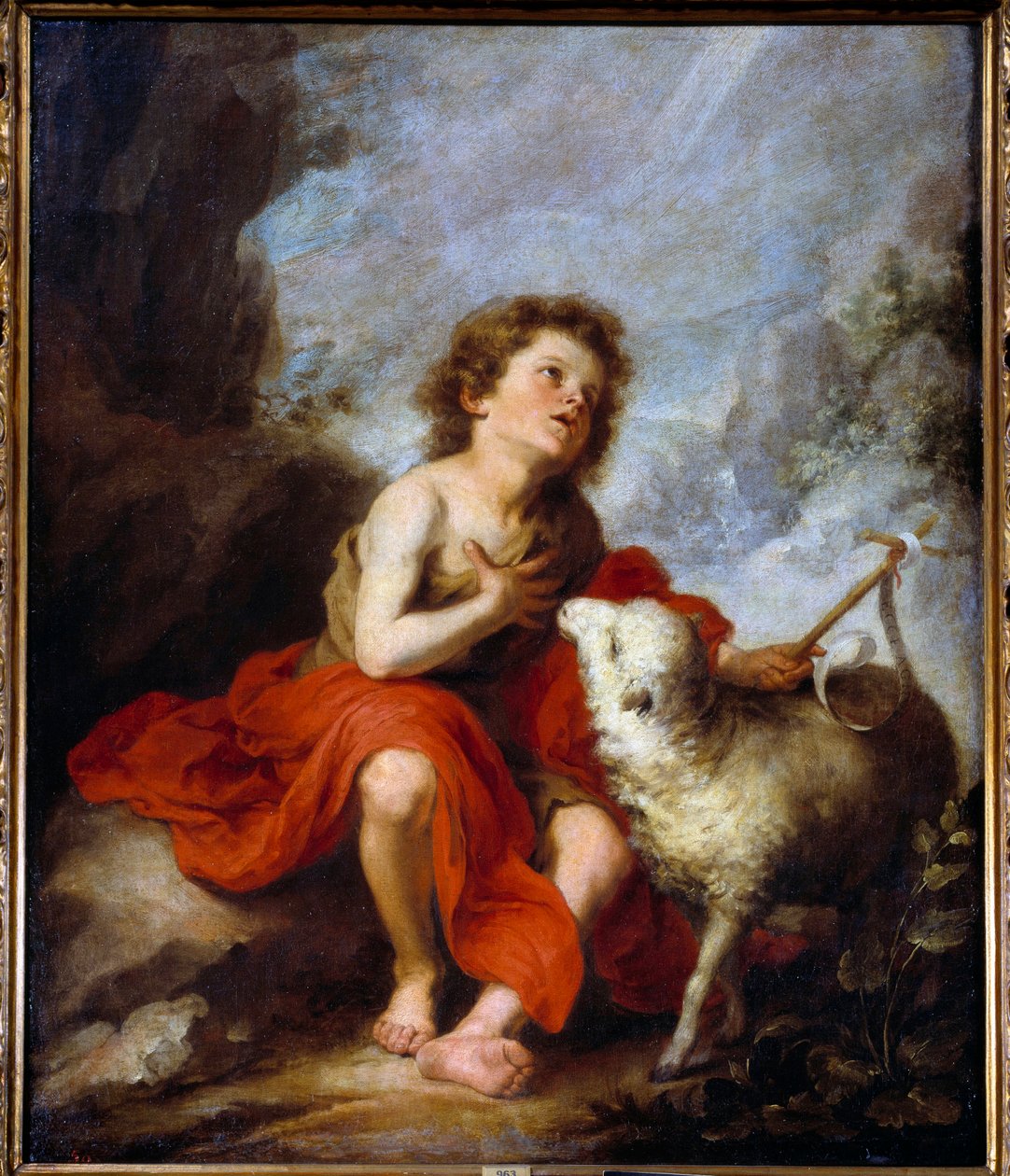 Afbeelding van Sint-Jan de Doper als kind. Schilderij door Bartolome Murillo (1618-1682) 17e eeuw. Madrid, Prado Museum door Bartolomé Esteban Murillo