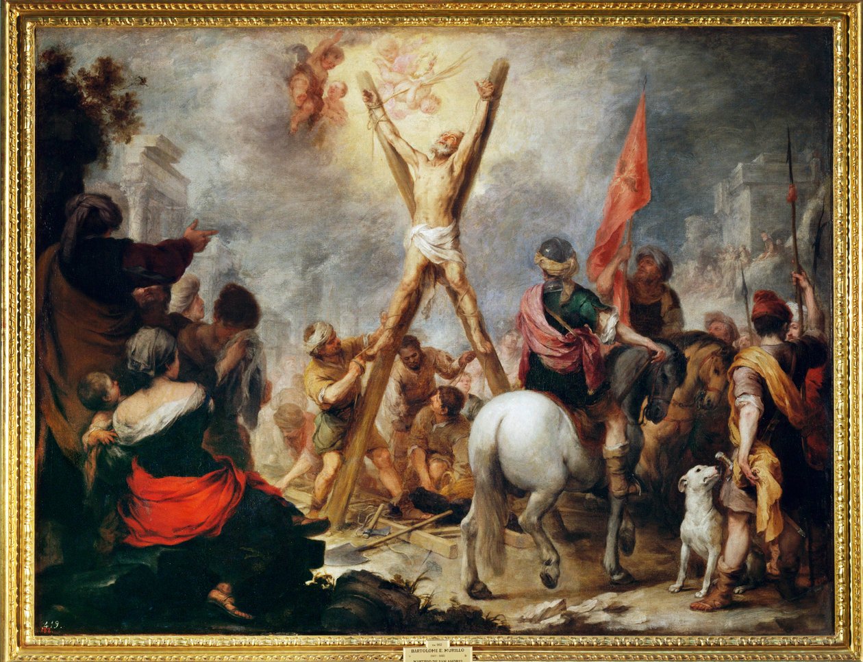 Het martelaarschap van Sint-Andreas (schilderij op doek) door Bartolome Esteban Murillo