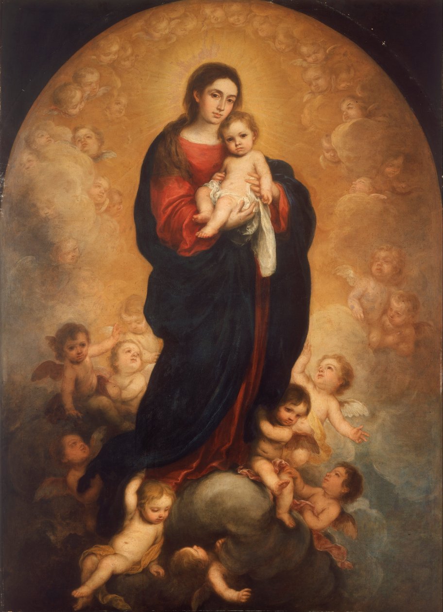 Maagd en Kind in heerlijkheid door Bartolomé Esteban Murillo