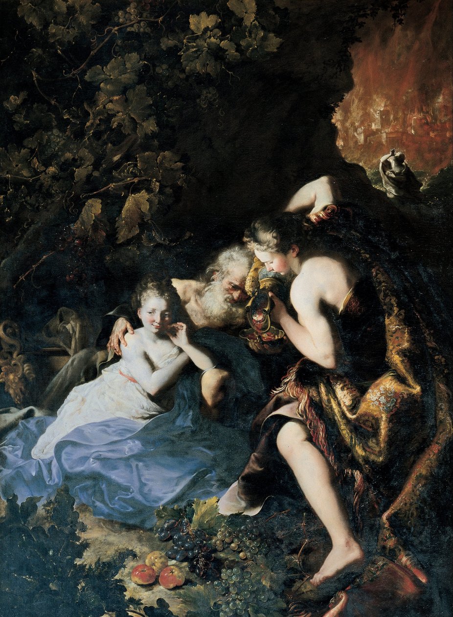 Lot Bedronken door zijn Dochters door Bartolomeo Guidobono