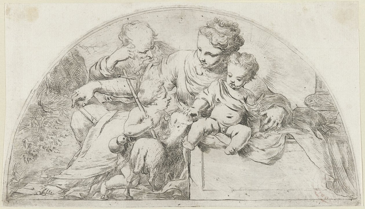 Heilige Familie met de jonge Johannes de Doper door Bartolomeo Biscaino