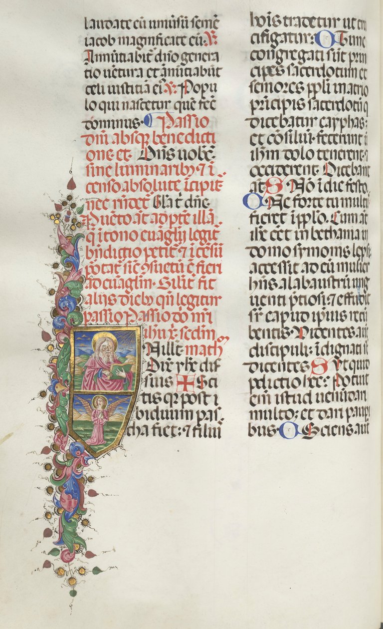 Missale: Fol. 116: Sint Mattheüs met engel door Bartolomeo Caporali