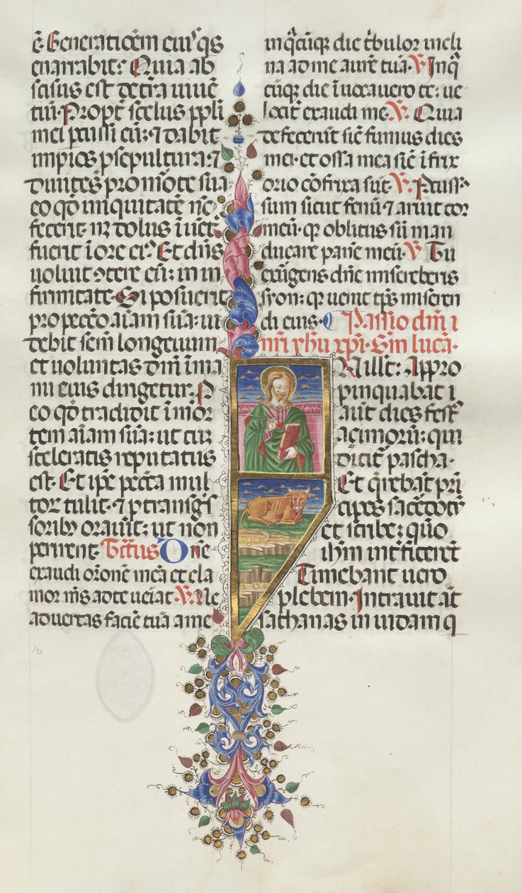 Missaal: Fol. 131: Sint Lucas met stier, 1469 door Bartolomeo Caporali