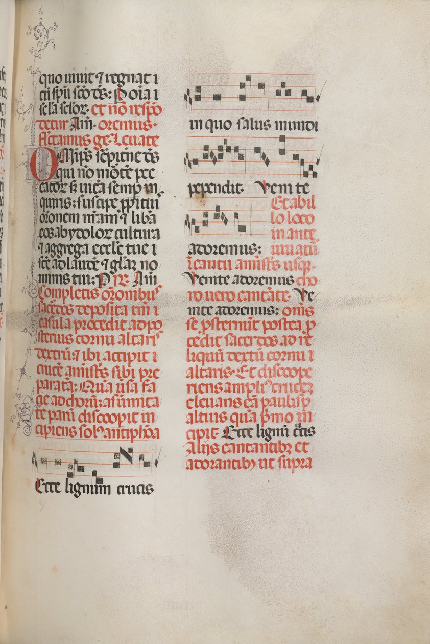 Missale: Fol. 148: Muziek voor Ecce lignum cruces..., 1469 door Bartolomeo Caporali