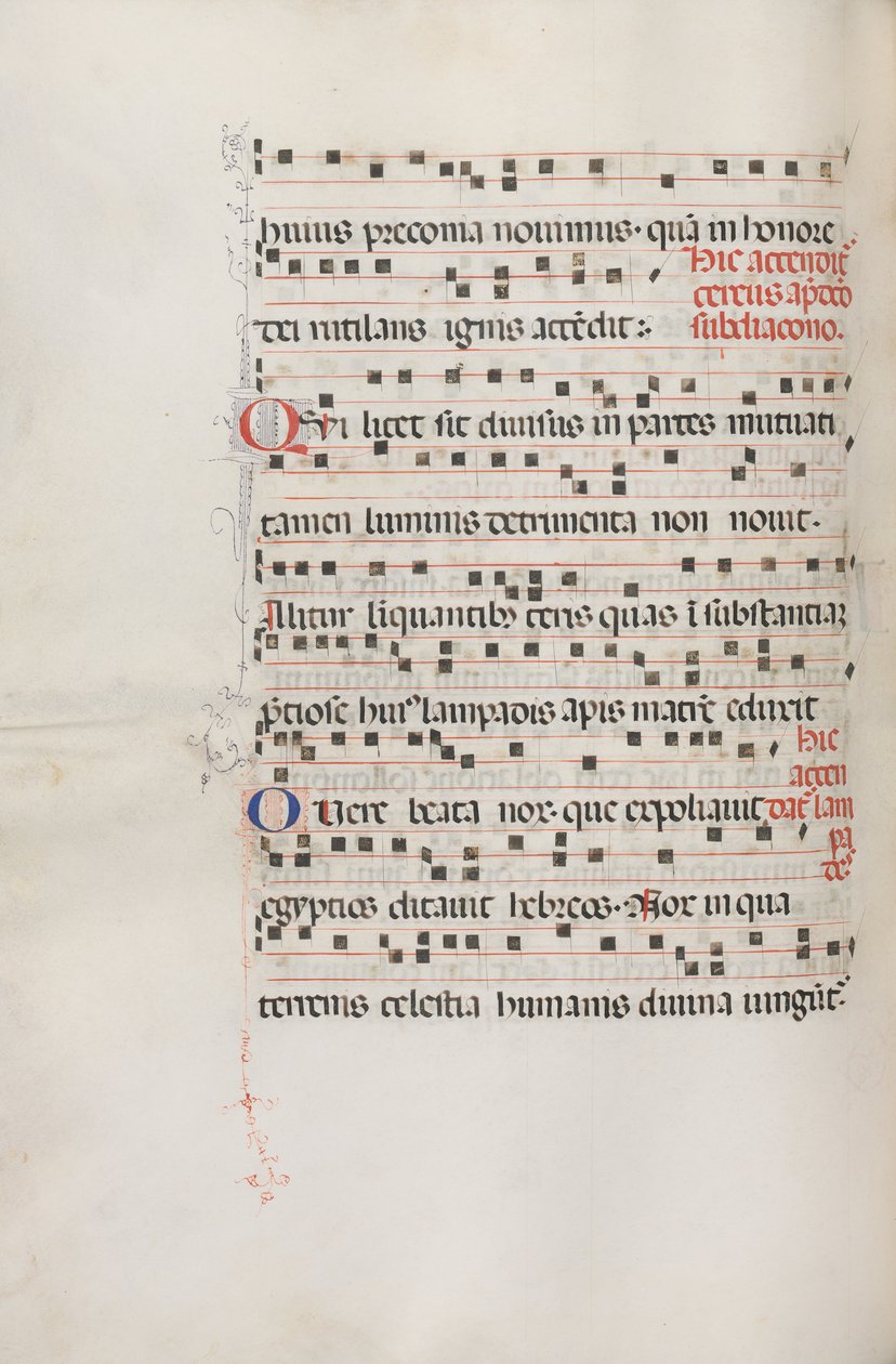 Missale: Fol. 156v: Muziek voor Exultet, 1469 door Bartolomeo Caporali