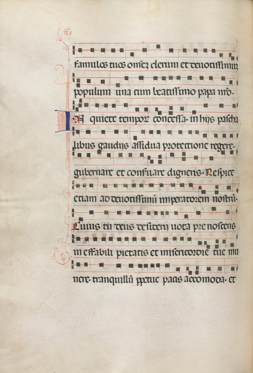 Missale: Fol. 157v: Muziek voor Exultet, 1469 door Bartolomeo Caporali