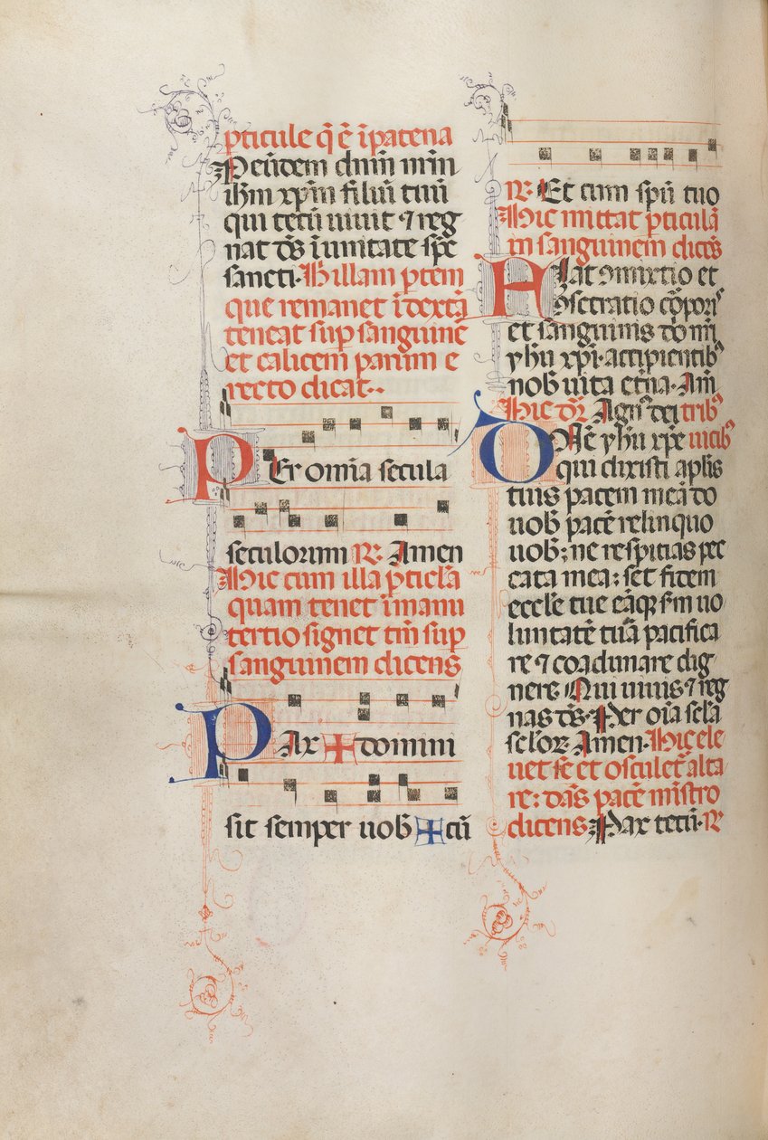 Missale: Fol. 190v: Muziek voor verschillende gebeden, 1469 door Bartolomeo Caporali