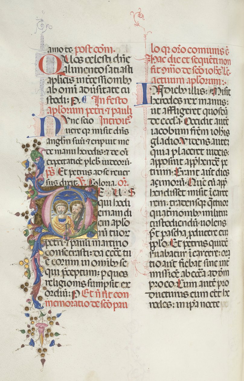 Missale: Fol. 290v: Heiligen Petrus en Paulus, 1469 door Bartolomeo Caporali