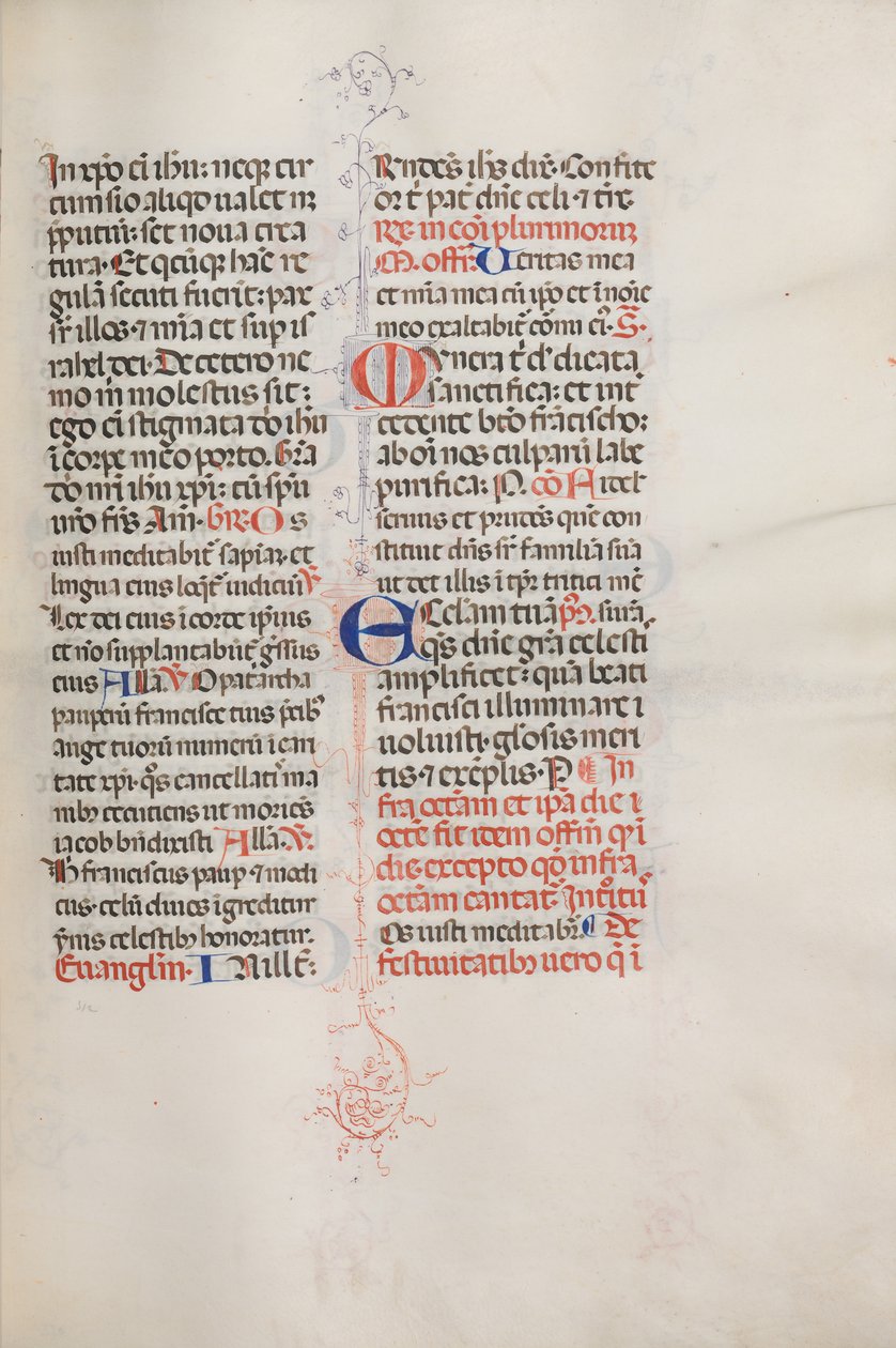 Missale: Fol. 319: St. Franciscus & Volledige Mis van St. Franciscus, 1469 door Bartolomeo Caporali