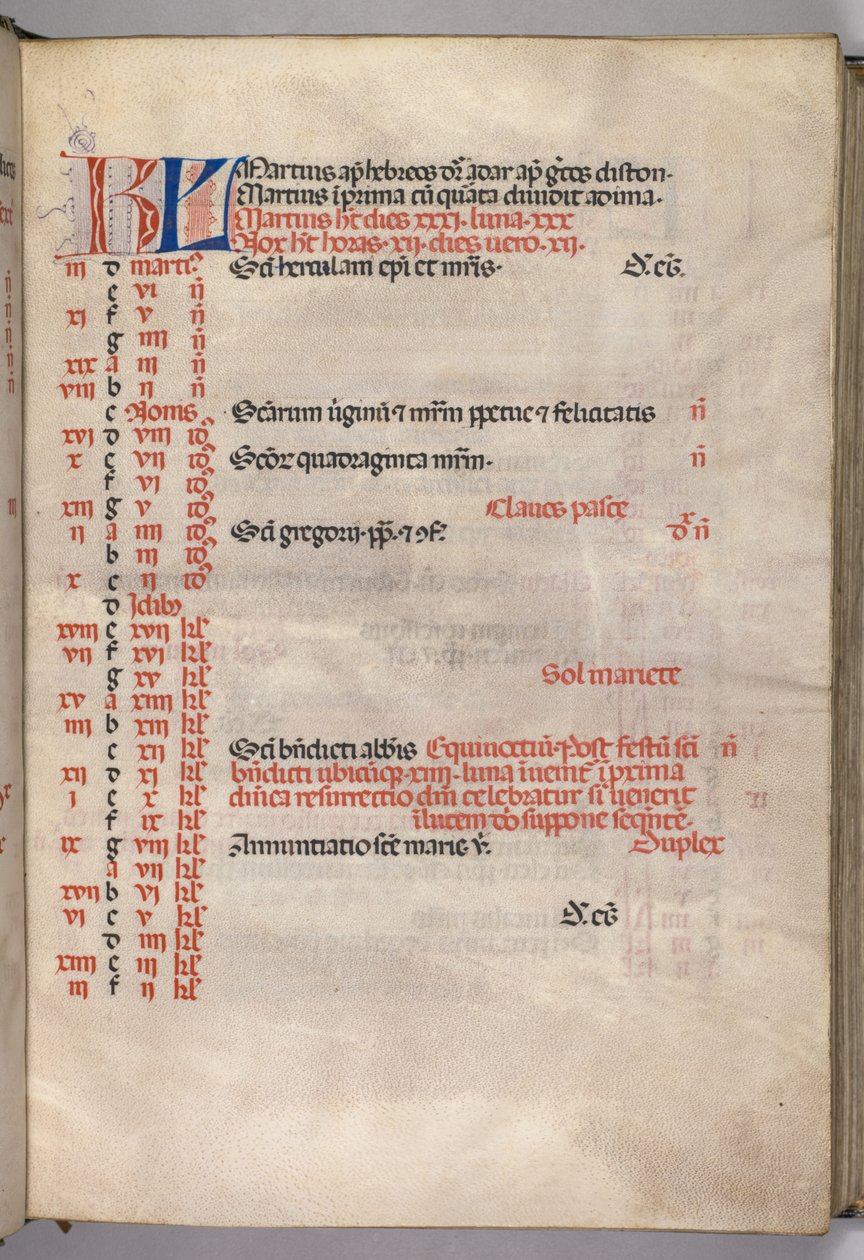 Missale: Fol. 4r: Maart kalenderpagina door Bartolomeo Caporali