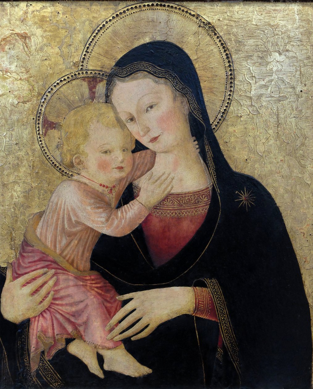 De maagd en het kind, detail. (schilderij) door Bartolomeo Caporali