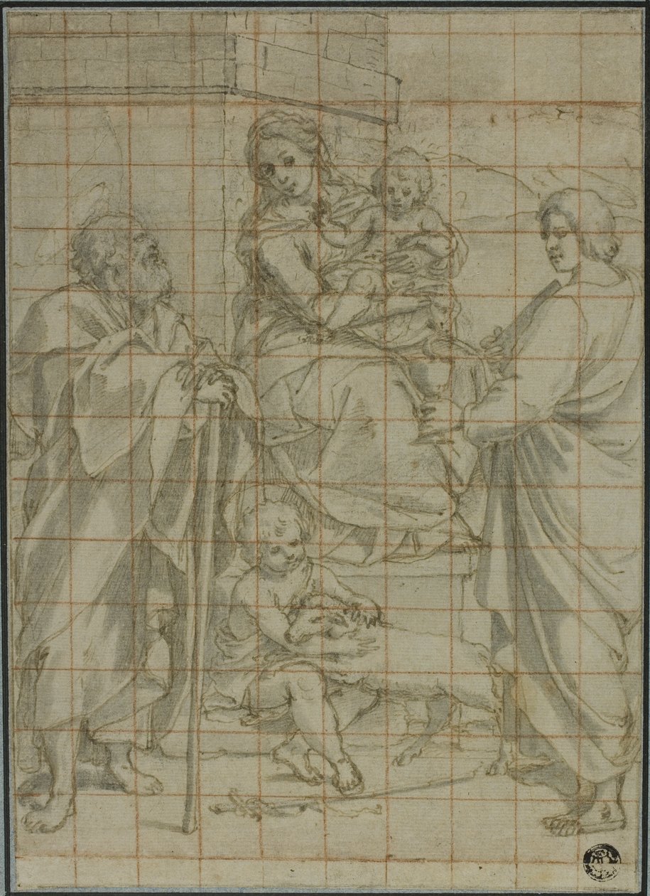 Heilige Familie met Sint Jan de Evangelist en de jonge Johannes de Doper door Bartolomeo Cesi