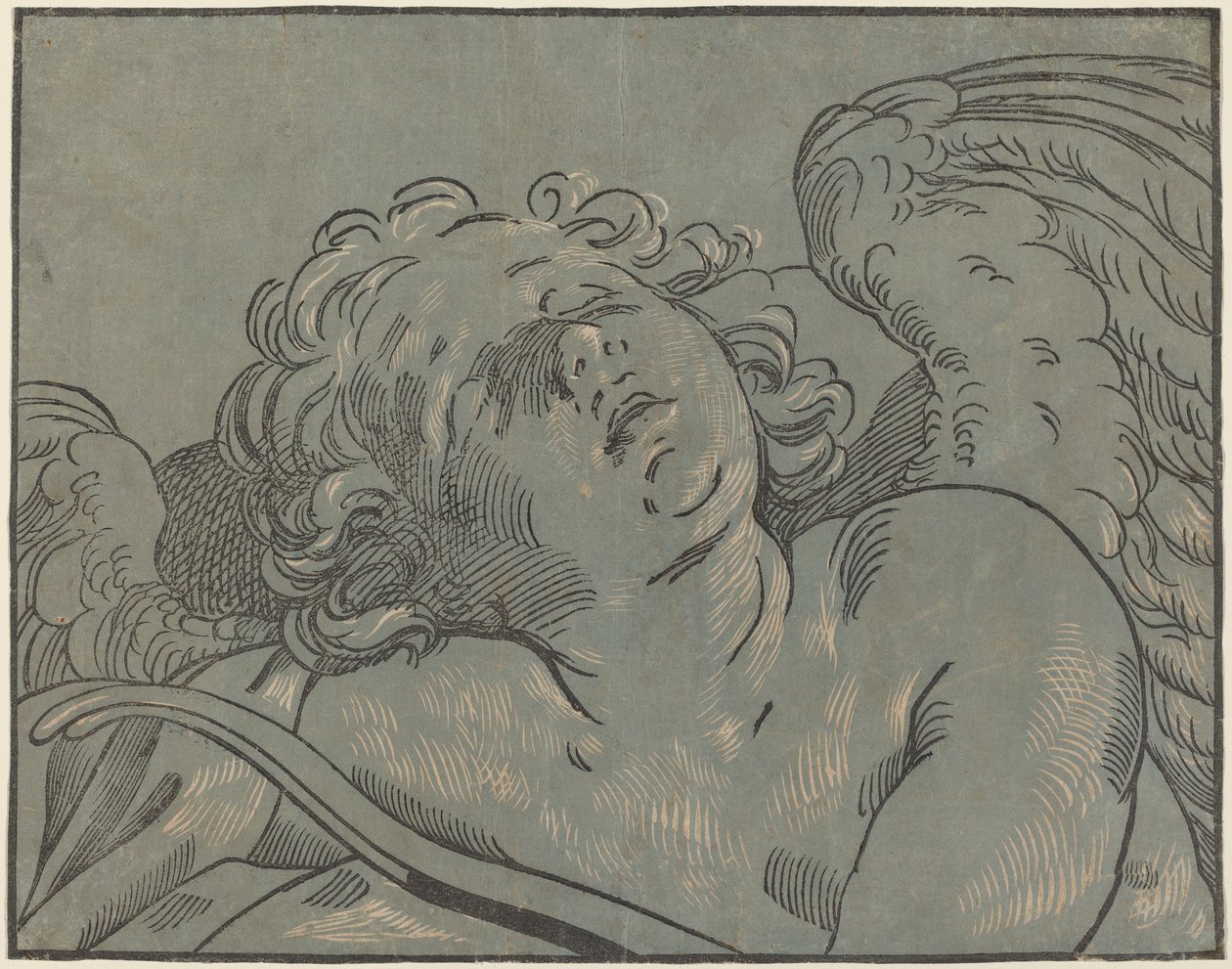 Cupido Slaapt door Bartolomeo Coriolano after Guido Reni