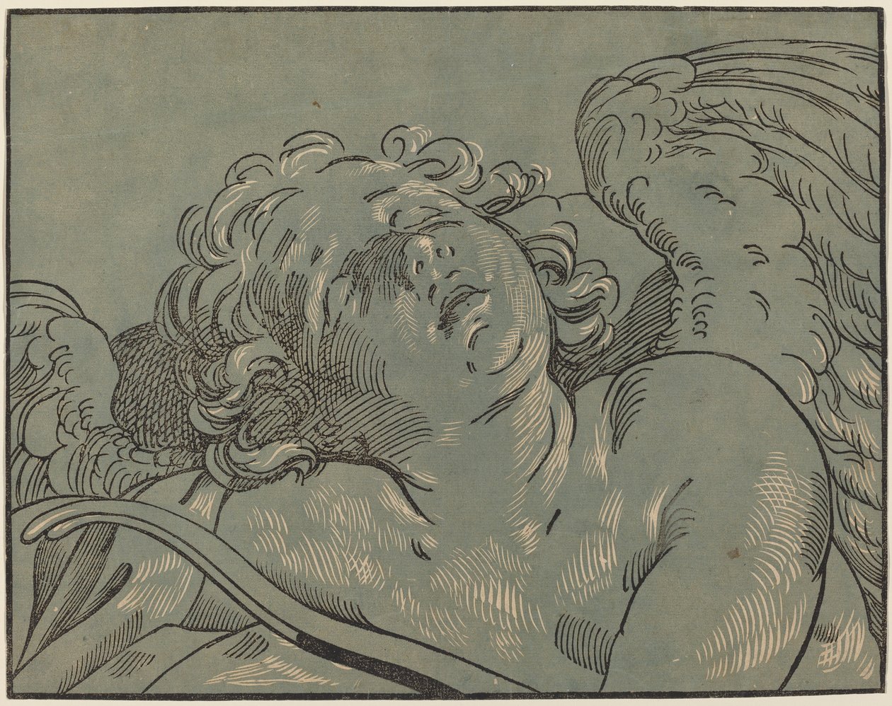 Cupido Slaapt door Bartolomeo Coriolano after Guido Reni