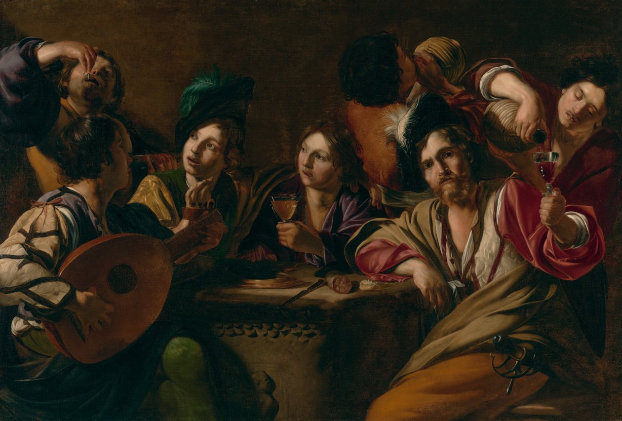 Een drink- en muziekfeest door Bartolomeo Manfredi