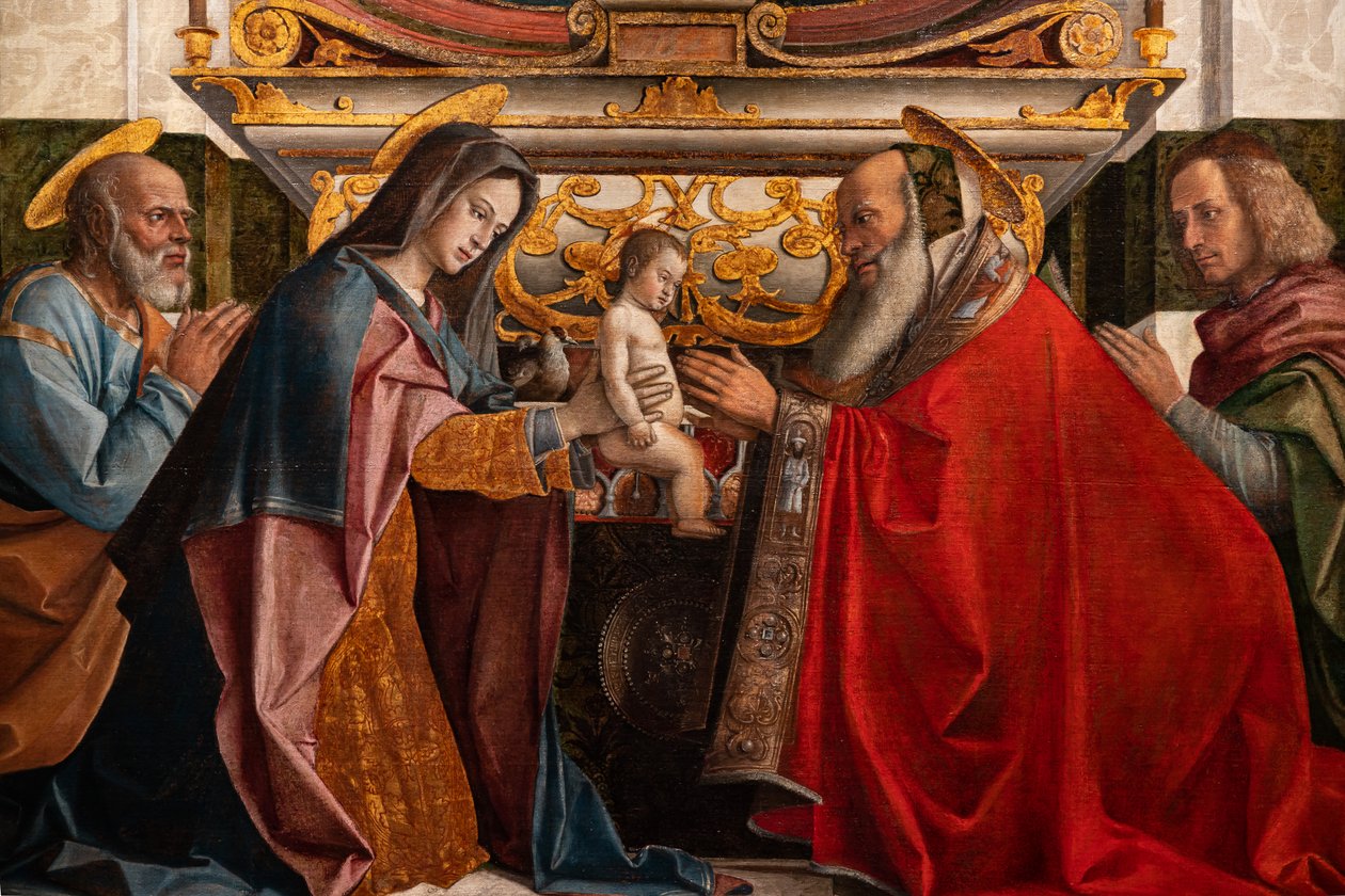 Presentatie van Jezus in de tempel (detail) door Bartolomeo Montagna