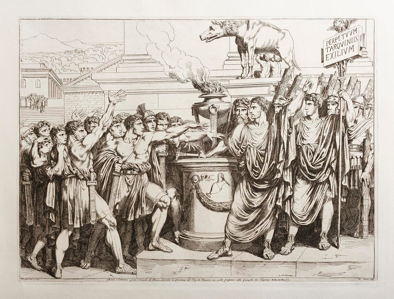 Brutus en Collatinus zweren de Tarquijnen te verdrijven door Bartolomeo Pinelli