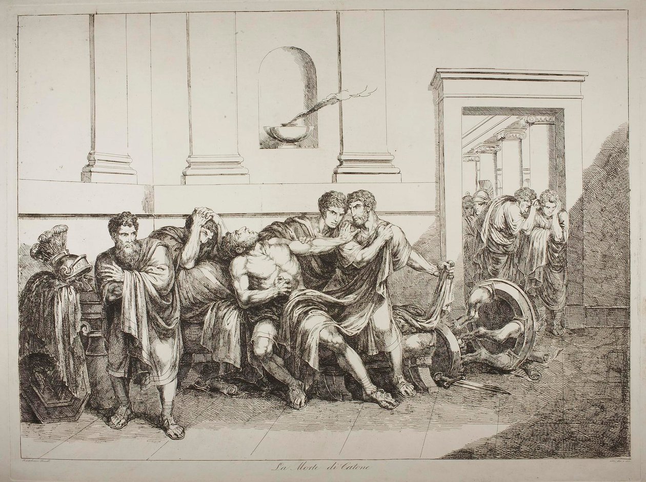 De dood van Cato de Jongere door Bartolomeo Pinelli
