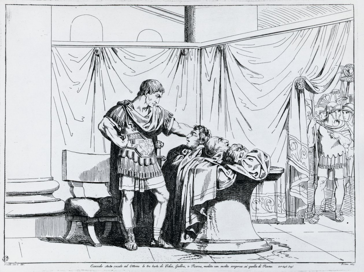 Dood van Piso, gravure door Bartolomeo Pinelli (1781-1835), uit Istoria dell