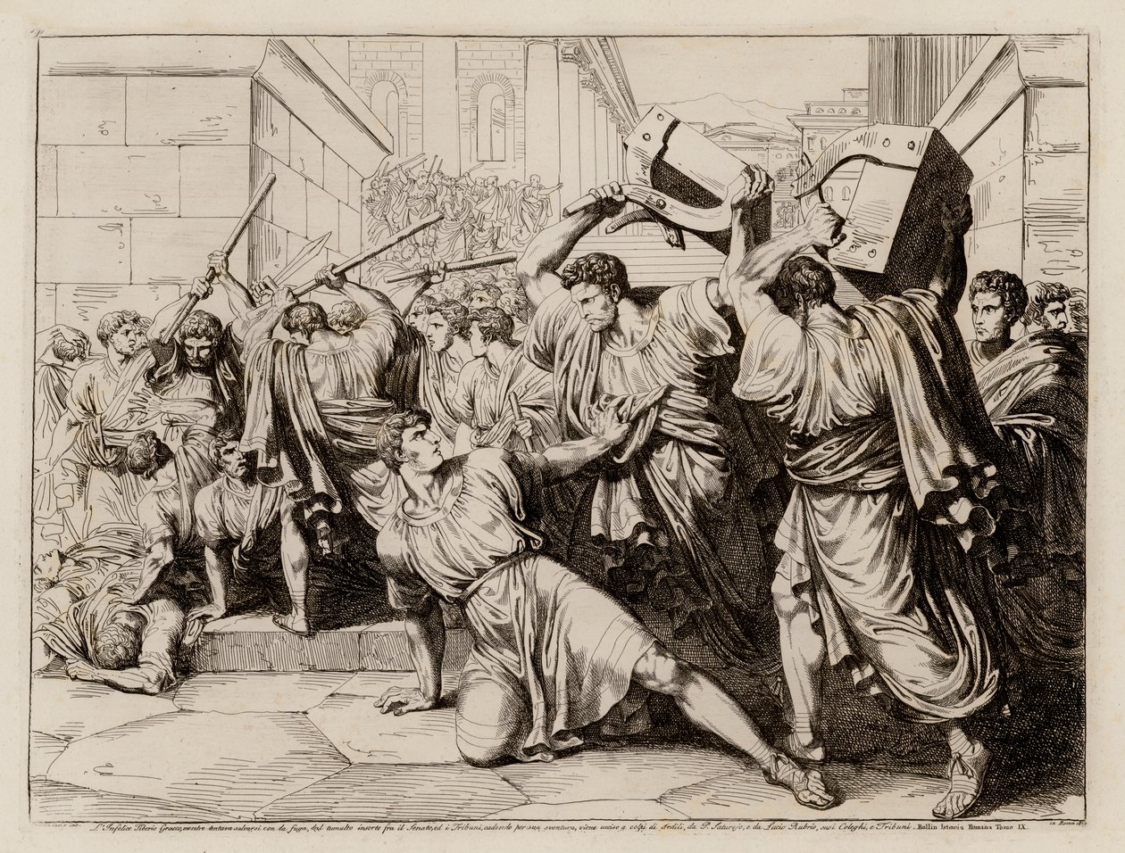 Dood van Tiberius Gracchus door Bartolomeo Pinelli
