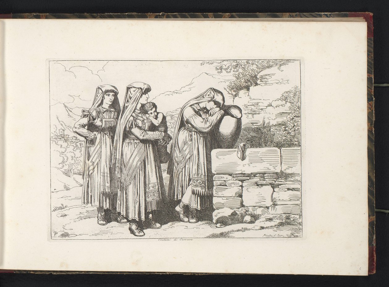 Drie vrouwen en een kind uit Cervara di Roma door Bartolomeo Pinelli
