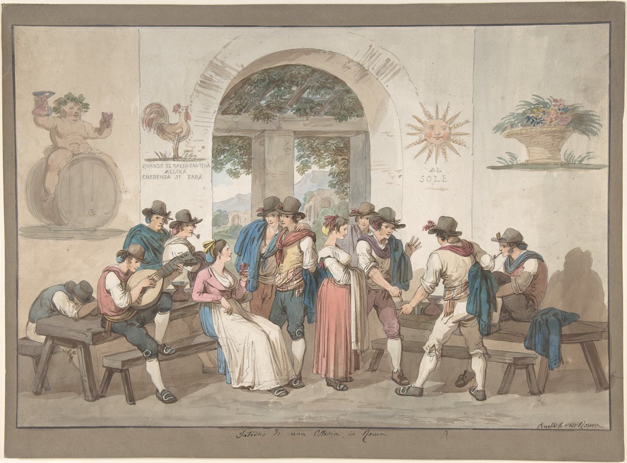 Het interieur van een Romeinse herberg door Bartolomeo Pinelli
