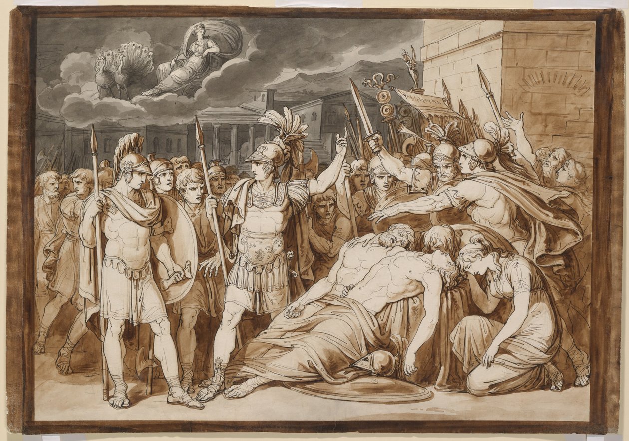 Juno zweert de dood van Almo en Galaesus te wreken door Bartolomeo Pinelli