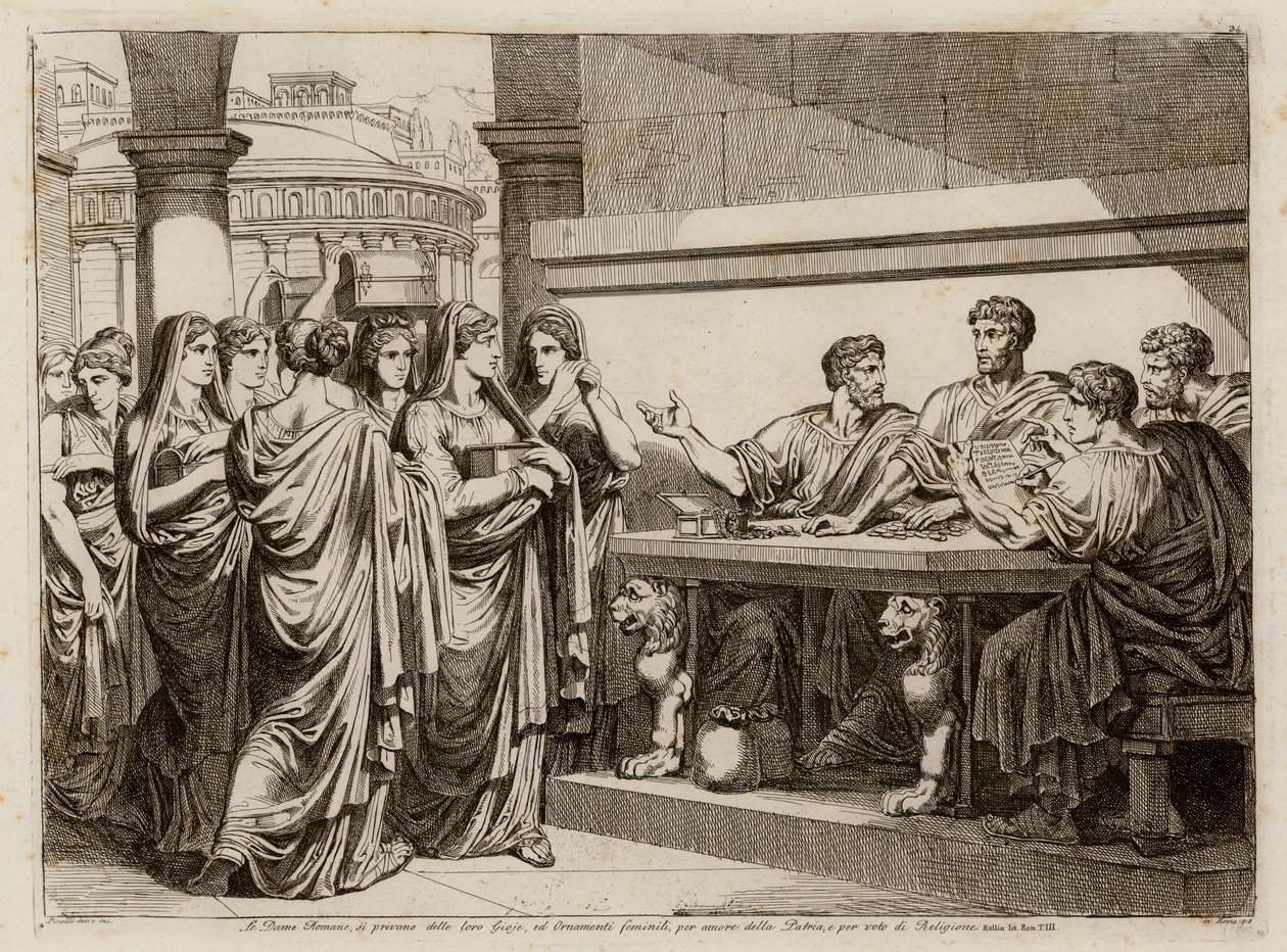 Offer van de vrouwen van Rome (ets) door Bartolomeo Pinelli