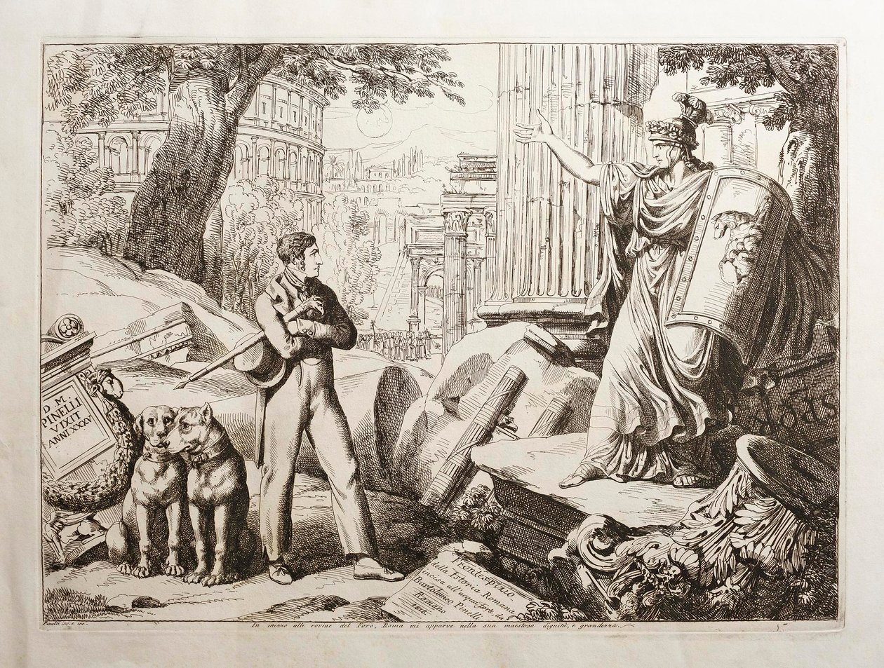 Staand te midden van de ruïnes van het Forum door Bartolomeo Pinelli