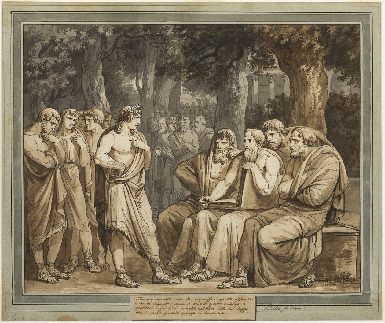 Telemachus Beschrijft Hoe Hij Toegelaten Werd tot de Vergadering in Kreta, uit De Avonturen van Telemachus, Boek 5 door Bartolomeo Pinelli