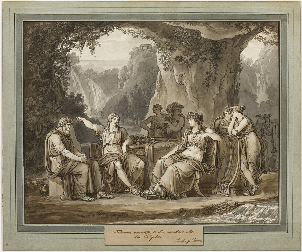 Telemachus Vertelt Zijn Avonturen aan de Godin Calypso, uit De Avonturen van Telemachus, Boek 1 door Bartolomeo Pinelli