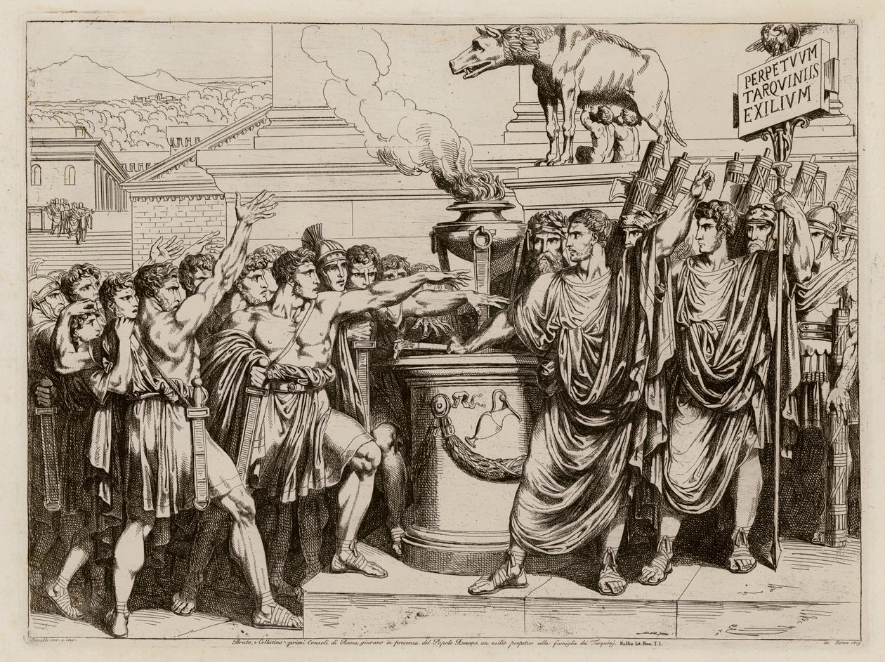 De eed van Brutus (ets) door Bartolomeo Pinelli
