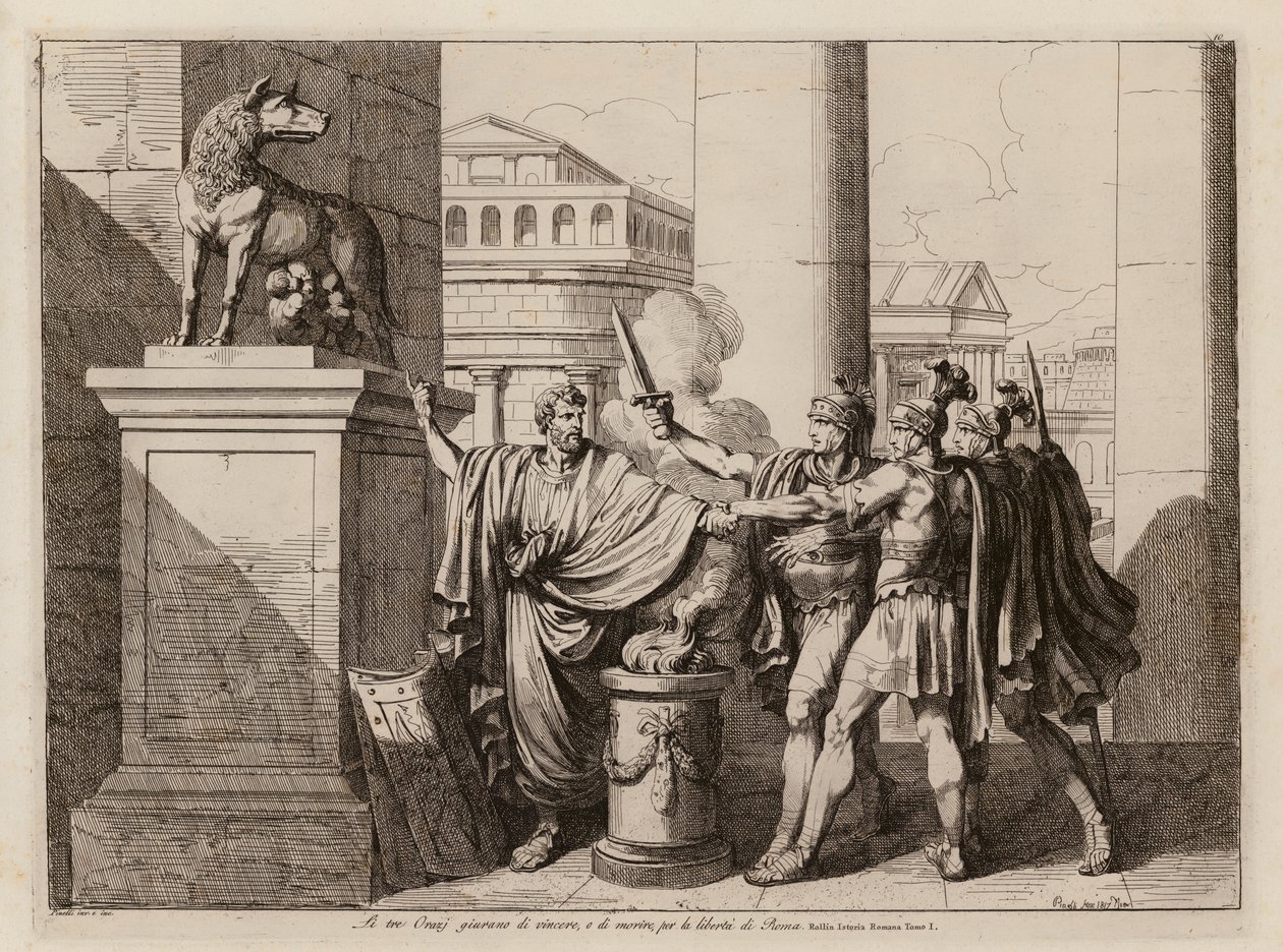 De eed van de Horatii (ets) door Bartolomeo Pinelli