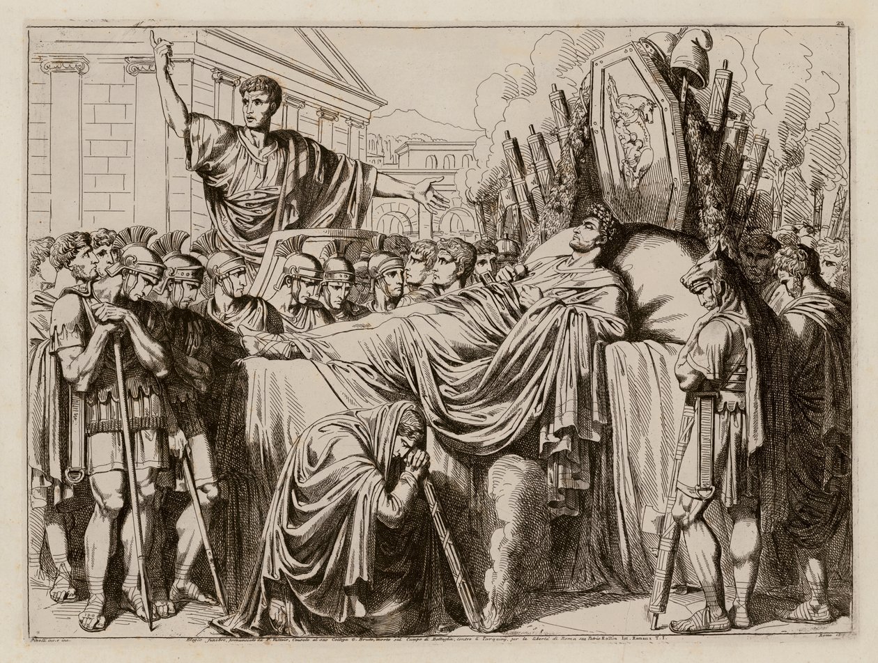 Valerius houdt de grafrede op de begrafenis van Brutus, 509 v.Chr. door Bartolomeo Pinelli