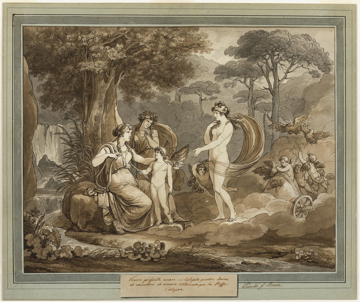 Venus Presenteert Cupido aan Calypso, uit De Avonturen van Telemachus, Boek 7 door Bartolomeo Pinelli