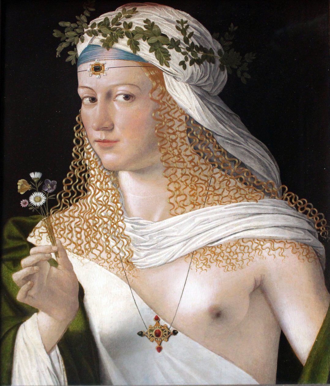 Geïdealiseerd portret van een courtisane als Flora door Bartolomeo Veneto