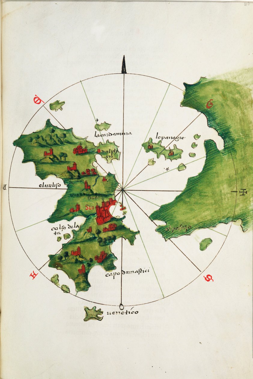 Khios en aangrenzend vasteland, ca. 1485 door Bartolomeo da li Sonetti