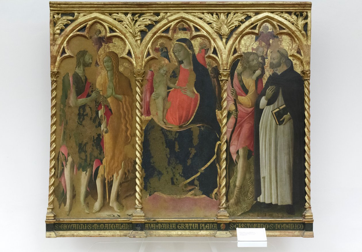 Madonna met kind en de heiligen Johannes de Doper, Maria Magdalena door Bartolomeo di Tommaso da Foligno
